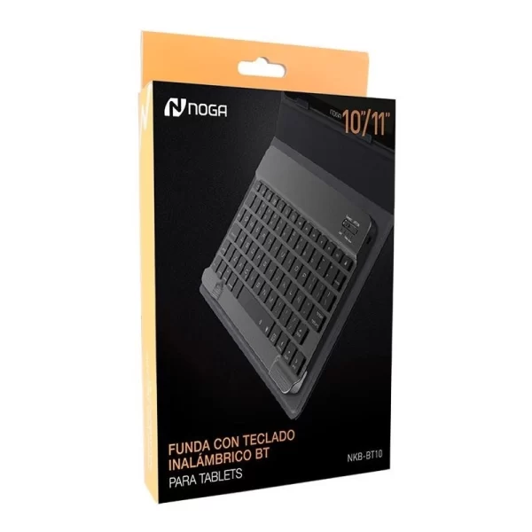 Teclado P/Tablet Noganet 10" Bluetooth Negro C/Funda De Cuer
