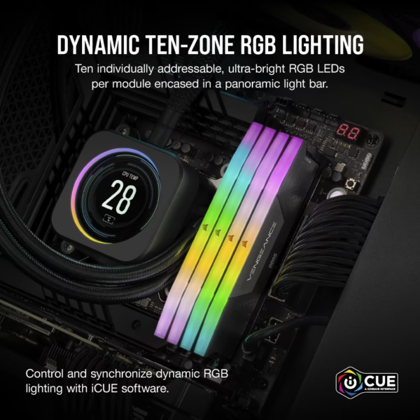Memoria DDR5 Corsair 32Gb (2x16Gb) 6200 MHz Vengeance RGB Bl - Imagen 2