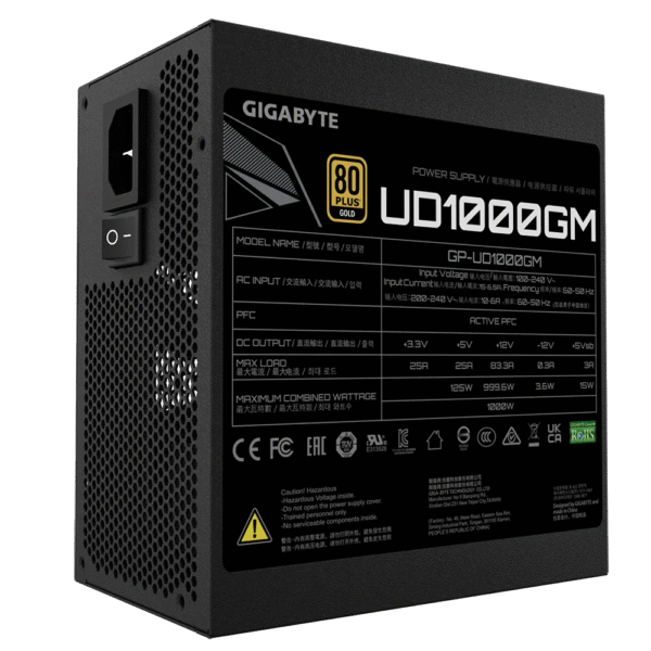 Fuente Gigabyte 1000W 80 plus Gold Modular PCIe 5.0 for VGAs (2503) - Imagen 2
