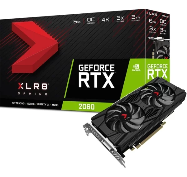 Placa De Video Rtx 2060 Pny Geforce 6Gb Xlr8 Gaming Overcloc